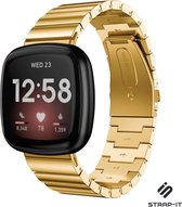 Stalen Smartwatch bandje - Geschikt voor  Fitbit Sense metalen bandje - goud - Strap-it Horlogeband / Polsband / Armband