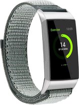 Nylon Smartwatch bandje - Geschikt voor  Fitbit Charge 3 nylon bandje - groen-grijs - Horlogeband / Polsband / Armband