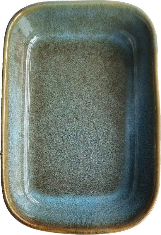Tektonisch werper zak Cactula mooie stoneware geglazuurde ovenschaal lichtblauw 16 x 23 cm |  bol.com
