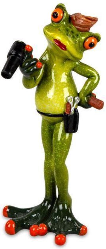 figurine grenouille - coiffeur - coupe - figurine professionnelle - 4x4x17cm