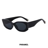 PHRAMES® - Anura Solid Black – Zonnebril – Gepolariseerd – Dames - UV400 - Vintage -  Compleet met beschermhoes en lensdoekje