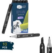 Artina Textielstiften SW Textielverf Pennen Set van 10 Stiften - Textielstift Zwart - Viltstiften Waterdicht Textiel Markers DIY