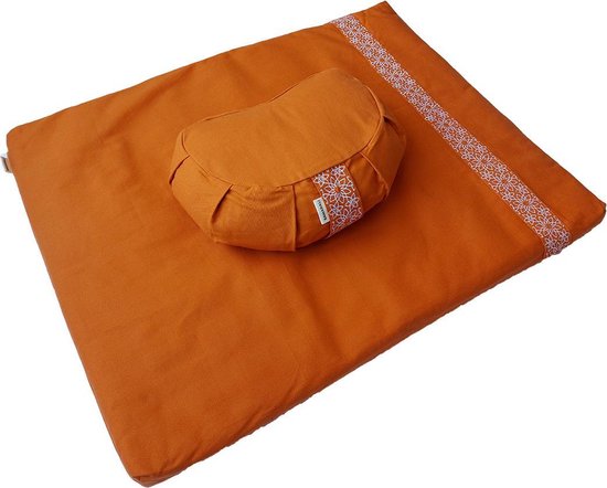 Samarali Meditatieset – Meditatiemat & meditatiekussen – 100% Katoen – Zafu & zabuton – Yoga zitkussen met boekweitkaf vulling – Ergonomisch ontwerp – Duurzaam geproduceerd