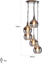 Hanglamp rond brons 5 bollen glas/metaal (r-000SP35457)