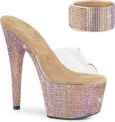 Pleaser Muiltjes met hak -39 Shoes- BEJEWELED-712RS US 9 Roze/Wit