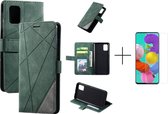 Book Case Samsung Galaxy A71 | Hoogwaardig PU Leren Hoesje | Lederen Wallet Case | Luxe Uitstraling | Telefoonhoesje | Pasjeshouder | Portemonnee | Groen + 1x screen protector