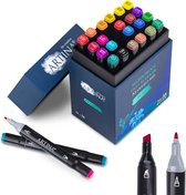 Artina Markilo MD Set van 24 Viltstiften dubbele punt – Twinmarkers – Stiften Markers voor Manga Graffiti Fashion - mini 3mm en medium 6mm