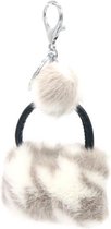 Sleutelhanger Fluffy Handtas - 9x7x3 cm - Wit