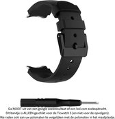Zwart Siliconen Bandje voor de Ticwatch S (niet voor opvolgers) – Maat: zie maatfoto – black rubber smartwatch strap