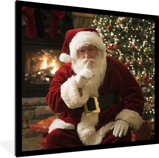 Photo en cadre - Père Noël avec un sapin de Noël coloré en arrière-plan  cadre photo... | bol.com