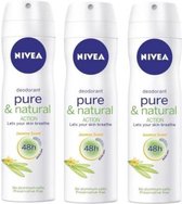 NIVEA Deo Spray 48H - Pure & Natural Jasmine - 3 x 150 ml - Voordeelverpakking