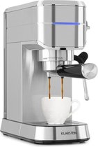Klarstein Futura Espressomaker - Pompdruk 20 bar - 1450W - Watertank 1,25l -  Thermo Block - Roestvrijstaal - Zilver