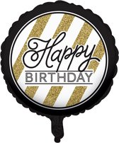 CREATIVE PARTY - Zwarte en goudkleurige Happy Birthday ballon - Decoratie > Ballonnen