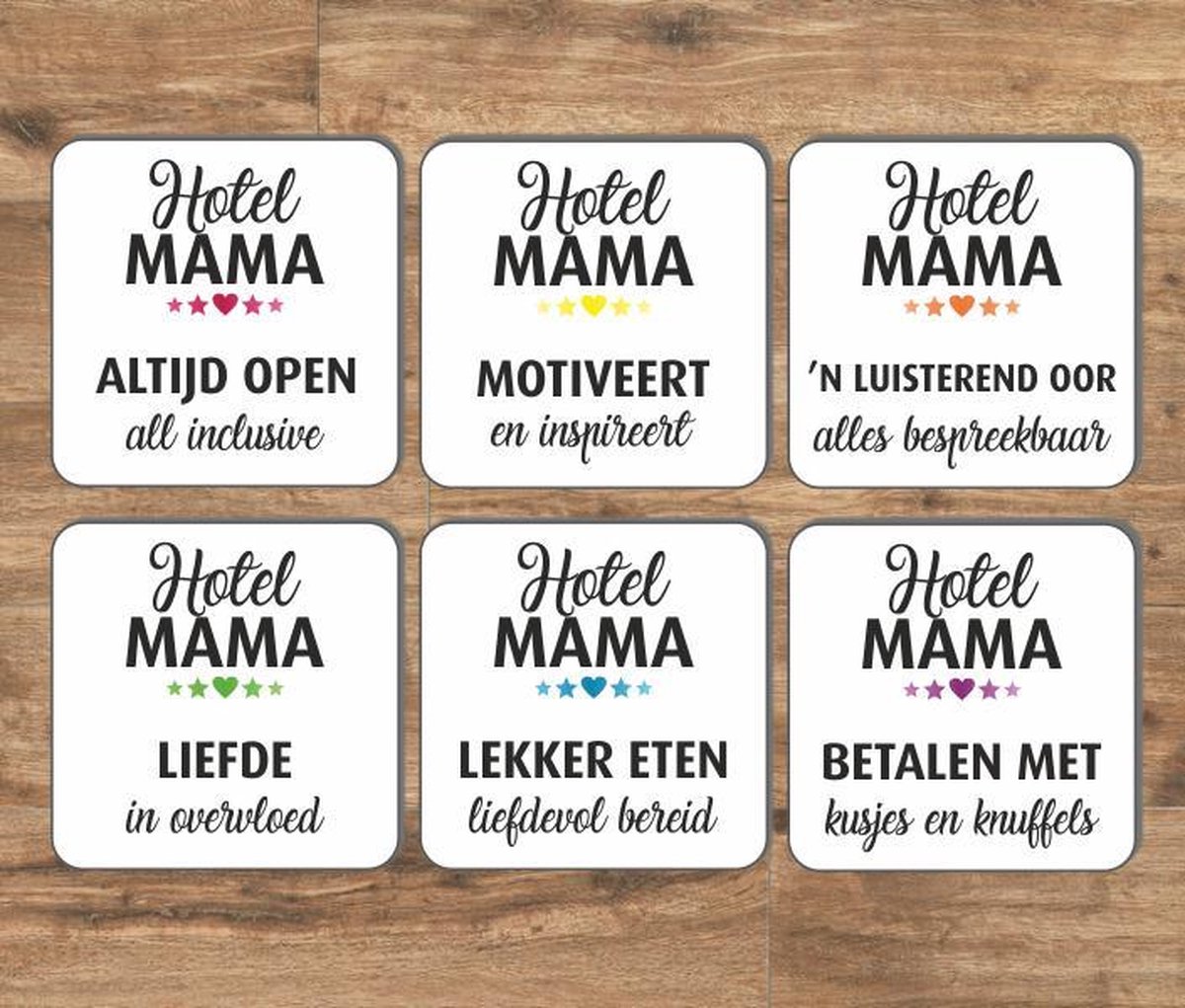 Hotel Mama onderzetters set van 6 Moederdag cadeau