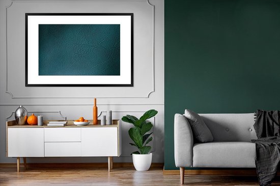 Image encadrée - Cadre photo structure cuir vert foncé 120x80 cm - Affiche encadrée (Décoration murale salon / chambre)