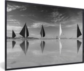 Fotolijst incl. Poster Zwart Wit- Paraws bij het strand van Boracay - zwart wit - 30x20 cm - Posterlijst