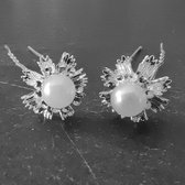 Stijlvolle Zilverkleurige Hairpins - Diamantjes en Parel - 5 stuks