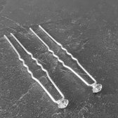 Zilverkleurige Hairpins - Fonkelende kristal - 5 stuks