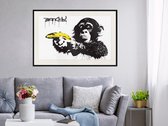 Artgeist - Schilderij - Banksy: Banana Gun I - Multicolor - 90 X 60 Cm