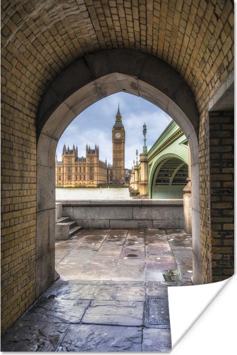 Poster Uitzicht op de Houses of Parliament en de Westminster Bridge in Londen - 60x90 cm - PosterMonkey