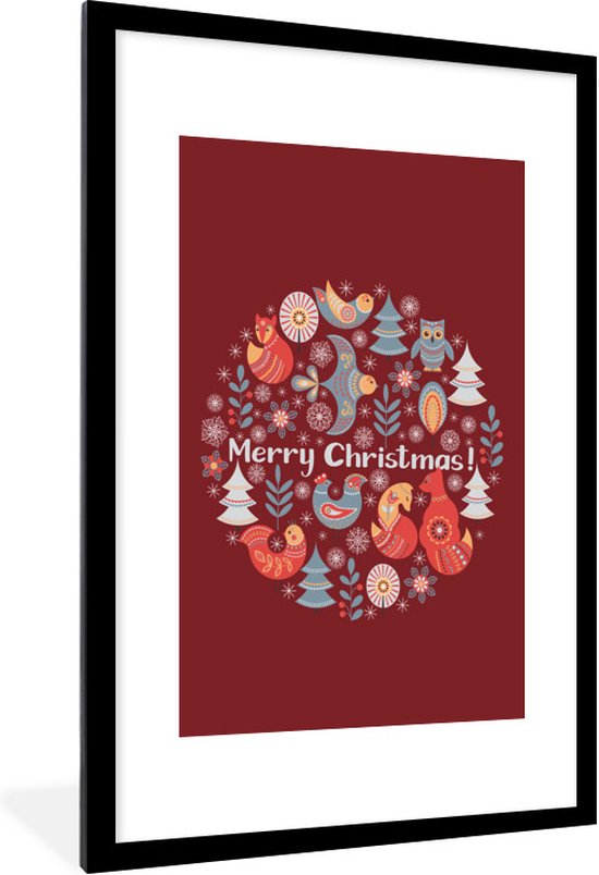 Illustration scandinave d'animaux et la citation Joyeux Noël 60x90 cm