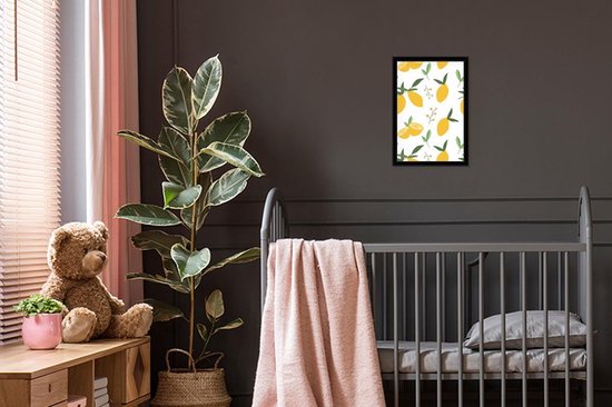 Photo encadrée - Citrons abstraits sur fond blanc Cadre photo noir sans passe-partout 20x30 cm - Affiche encadrée (Décoration murale salon / chambre)