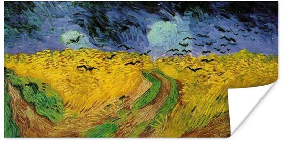 Korenveld met kraaien - schilderij van Vincent van Gogh 80x40 cm - Foto print op Poster (wanddecoratie woonkamer / slaapkamer)