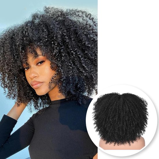 SassyGoods® Zwarte Pruik Afro - Pruiken Dames - Wig - Pruik - Krullen -  Zwart - 35 cm | bol.com