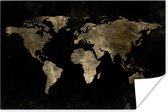 Carte du monde couleur or sur fond noir avec un peu d'or 60x40 cm