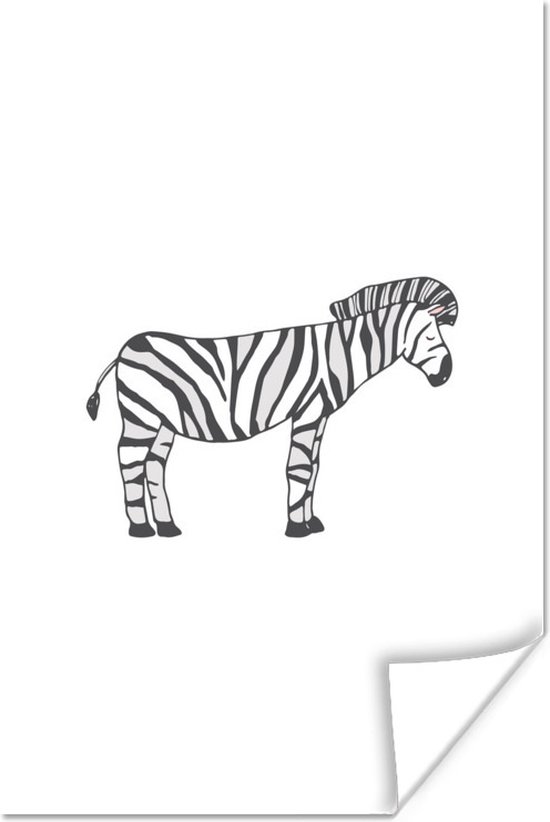 Poster Zebra - Kinderen - Wit - Kids - Jongens - Meisjes - 60x90 cm
