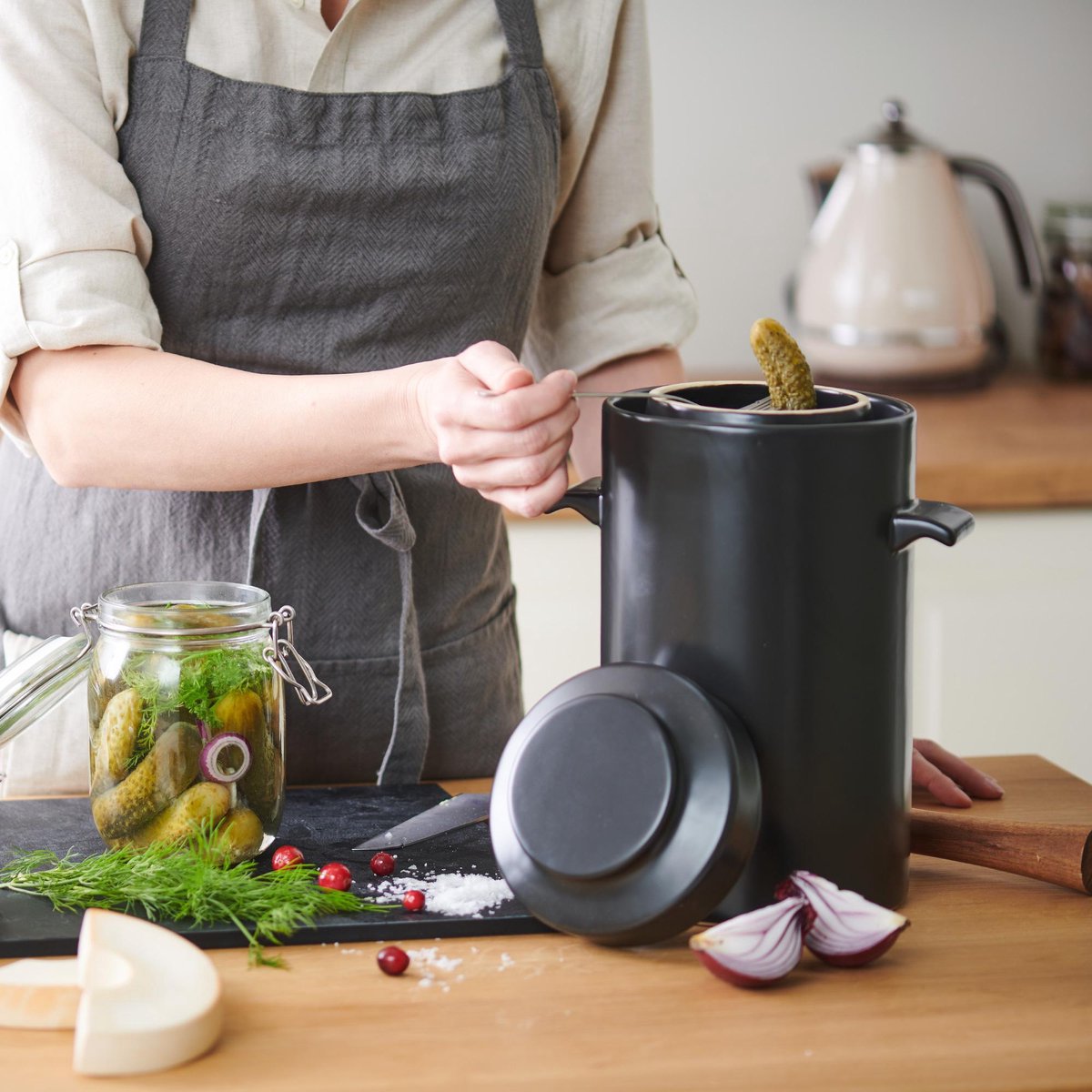 60 oz fermentatiepotten, 2 stuks glazen fermenterende pot met gewichten