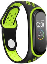 Siliconen Smartwatch bandje - Geschikt voor  Xiaomi Mi Band 6 sport bandje - zwart/groen - Strap-it Horlogeband / Polsband / Armband