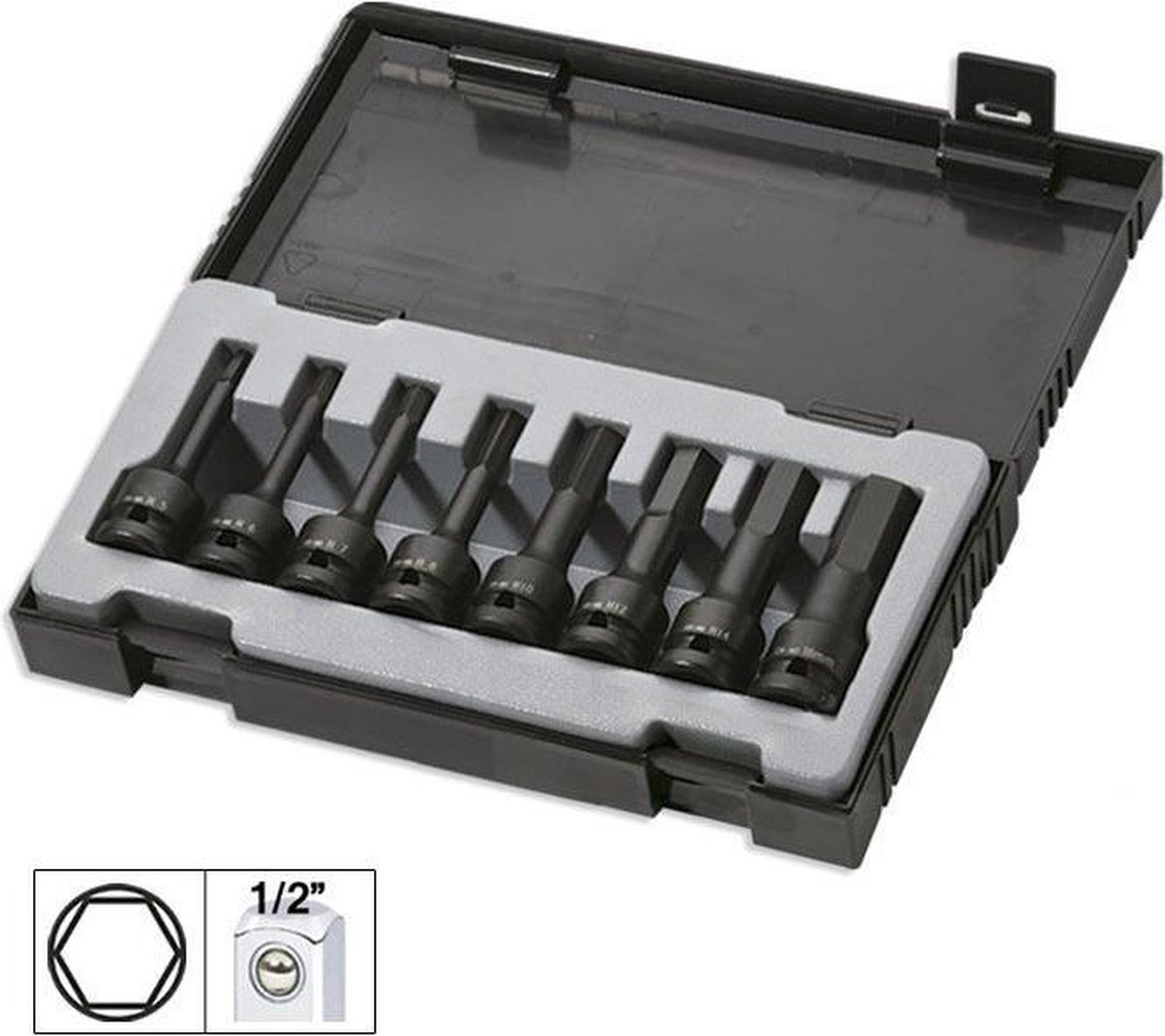 JBM Tools | Set van 8 inbus slagkoppen 1/2"