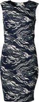 Dames stretch jurk marine marmer, zm, kort | Maat S
