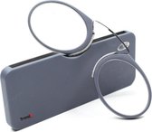 Neusbril - Mini Draagbare Leesbril - Clipbril - Vergrootglas Verziend Glas - Bril met Doos - + 1.50 - Grijs