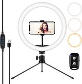 selfie ring licht met statief - ZINAPS LED Ring Light 12 Inch met Tripod en Phone Holder, selfie LED Ring Light met draadloze afstandsbediening, 3 Kleur Modes en 10 Helderheid, USB Power Supp