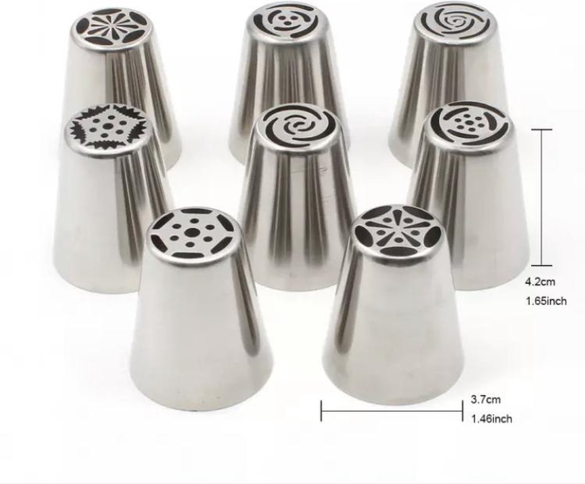 6 st. RVS Spuitmondjes + adapter - tulp / bloem