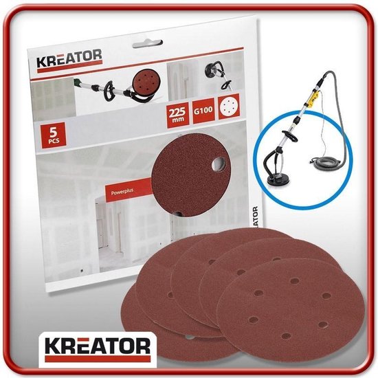 Kreator KRT232008 Papier abrasif rond - Ø225 mm - grain: 180-5 pièces