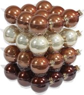 72x Kerstversiering kerstballen natuurtinten (opal natural) van glas - 6 cm - mat/glans - Kerstboomversiering