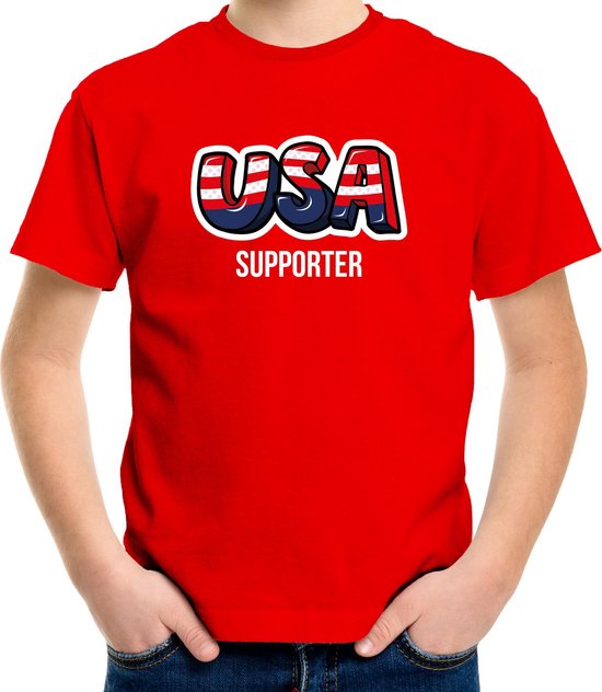 Rood usa fan t-shirt voor kinderen - usa supporter - Amerika supporter - EK/ WK shirt / outfit 134/140