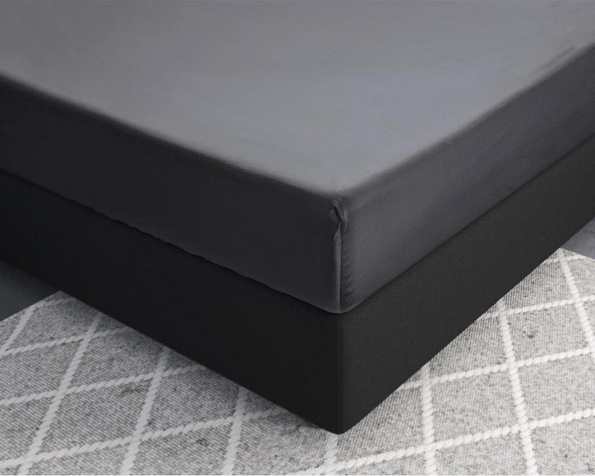 Primaviera DeLuxe Hoeslaken Satijn Antraciet - 90 x 200 cm + 30 cm hoekhoogte