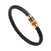 Bracelet tressé - Bracelet en cuir Zwart - Bracelet arc-en-ciel - Bracelet de Pride - LGBTQ - Aimant - Zwart
