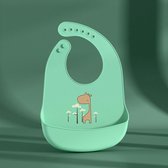 Afwasbaar silicone baby slab - Opvergvak - Giraffe - Groen