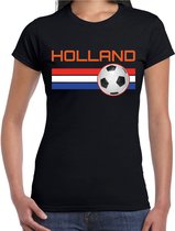 Holland voetbal / landen t-shirt met voetbal en Nederlandse vlag - zwart - dames - Holland landen shirt / kleding - EK / WK / Voetbal shirts M