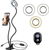 Vizyon LED Ring Light Ringlamp WIT - Ledring met statief - mobiele telefoonhouder - Verstelbaar - Selfiehouder