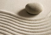 Tuinposter - Zen - Steen / stenen in wit / beige / bruin   - 80 x 120 cm.