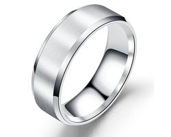 Heren Ring Zilver kleurig met Strak Gepolijste Rand - Staal - Ringen Mannen Dames - Vaderdag Cadeau Geschenk - Mannen Cadeautjes Accesoires