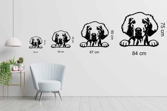 Décoration murale - Chien - Golden Retriever 4 - M - 60x67cm - Chêne - décoration murale - Line Art