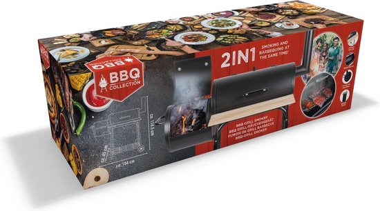 BBQ Collection 2-in-1 Smoker BBQ - Houtskool Barbeque - Buitenkeuken Barbecue - Grill en Smokerbarbecues - 104 x 58 x 114 cm