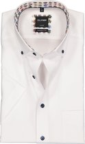 OLYMP Luxor modern fit overhemd - korte mouw - wit Oxford (contrast) - Strijkvrij - Boordmaat: 38